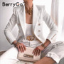 BerryGo Elegant double breasted women's Blazers Casual blazers collar long sleeve Blazers coat Office Lady women's white coat