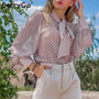 BerryGo Office ladies tie-neck women blouse shirt Summer spring long sleeve blouses Elegant bow work wear female top pink blusas