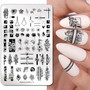 NICOLE DIARY Plant Flower Nail Stamping Plates Geometric Line Wave Pattern Nail Art Image Stamp Stencils Templates Nail Tool