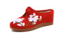 Veowalk Flower Embroidered Women Canvas Mules Wedge Slippers Slip on Close Toe Elegant Ladies Casual Summer Cotton Heeled Shoes