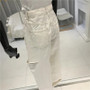 High-Waisted Straight Casual Pants Female 2020 Summer New Women Loose Ripped Denim Long Pants White Jeans