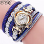 women quartz rhinestone crystal dial analog leather bracelets wrest watches