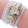 women quartz rhinestone crystal dial analog leather bracelets wrest watches