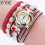 women quartz rhinestone crystal dial analog leather bracelets wrest watches