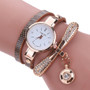 women leather rhinestone analog quartz wrest watch