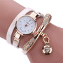 women leather rhinestone analog quartz wrest watch