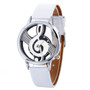 women casual Musical Note Painting Leather Bracelet Wrist Watch