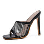 Mesh Square Toe Heels