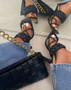 Quilted Square Toe Sandals