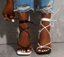 Contrast Lace-up Sandals