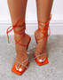 Rhinestone Lace-up Sandals