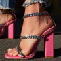 Chain Detail Block Heel Sandals