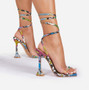 Lace-up Pyramid Heel Sandals