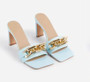 Chain Detail Thin Block Heel Sandals