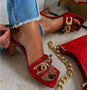 Chain Detail Thin Block Heel Sandals