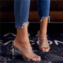 Rhinestone Thin Block Heel Sandals