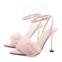 Pointed Toe Furry Sandals