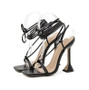 Pyramid Heel Lace-up Sandals