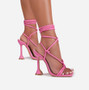 Pyramid Heel Lace-up Sandals