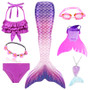 Kids Swimmable Mermaid Tail for Girls Swimming Bating Suit Mermaid Costume Swimsuit can add Monofin Fin Goggle with Garland