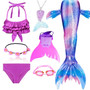 Kids Swimmable Mermaid Tail for Girls Swimming Bating Suit Mermaid Costume Swimsuit can add Monofin Fin Goggle with Garland