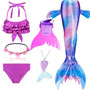 Kids Swimmable Mermaid Tail for Girls Swimming Bating Suit Mermaid Costume Swimsuit can add Monofin Fin Goggle with Garland
