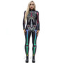 8Style Halloween Cosplay Costumes for Women Adult Scary Skeleton Bodysuit Print Long Sleeve Carnival Party Ghost Skull Dress