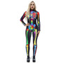 8Style Halloween Cosplay Costumes for Women Adult Scary Skeleton Bodysuit Print Long Sleeve Carnival Party Ghost Skull Dress