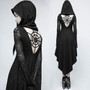 Halloween Black Gothic Steampunk Ghost Witch Costume Adult Women Lace Hooded Open Back Horror Spiderweb Gown Dress Carnival