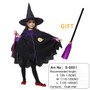 Halloween Witch Costume with broom For Girls Role Play Cosplay Performance Dance Show Costumes For Kids Vampire Witch Dress up