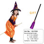 Halloween Witch Costume with broom For Girls Role Play Cosplay Performance Dance Show Costumes For Kids Vampire Witch Dress up
