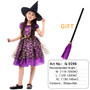 Halloween Witch Costume with broom For Girls Role Play Cosplay Performance Dance Show Costumes For Kids Vampire Witch Dress up