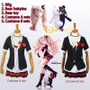 Full Sets Dangan Ronpa Enoshima Junko Cosplay Costume Pink Long Wig with Bear Hairpins Danganronpa Cosplay Skirt Shirt Bear Toy