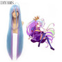 No Game No Life Shiro Natural 100cm Long Straight 2 Tones Blue Purple Mix Synthetic Cosplay Wig Hair For Halloween Party