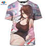 SONSPEE 3D Summer Short-Sleeved Anime Beach Beauty Girl T-Shirt Casual Seaside Kawaii Cat Girl Shirt Cosplay Cat Girl Loli Shirt