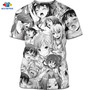 SONSPEE 3D Summer Short-Sleeved Anime Beach Beauty Girl T-Shirt Casual Seaside Kawaii Cat Girl Shirt Cosplay Cat Girl Loli Shirt