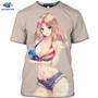 SONSPEE 3D Summer Short-Sleeved Anime Beach Beauty Girl T-Shirt Casual Seaside Kawaii Cat Girl Shirt Cosplay Cat Girl Loli Shirt