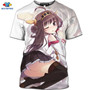 SONSPEE 3D Summer Short-Sleeved Anime Beach Beauty Girl T-Shirt Casual Seaside Kawaii Cat Girl Shirt Cosplay Cat Girl Loli Shirt