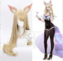 Spirit Blossom Ahri Cosplay LOL Cosplay Women 70cm Long Curly Wave Wig Cosplay Anime Heat Resistant Synthetic Wigs Halloween