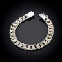 Two Tone Curb 18K White Gold Plated Bracelet