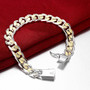 Two Tone Curb 18K White Gold Plated Bracelet