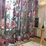 Topfinel purple floral tulle in sheer curtains for living room the bedroom kitchen shade window