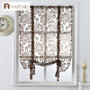 Kitchen short curtains jacquard roman blinds floral white sheer panel blue tulle window treatment