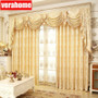 European Luxury Blackout  Gold windows treatment curtains for living room bedroom flower