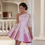 Pink Whisper One Shoulder Evening Dress