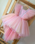 Girl Puffy High Low Dress