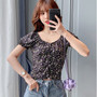 Women Summer Small Gentle Floral Print Square Collar Sweet Short Sleeve blouses Vintage Chiffon Shirt blusas mujer de moda