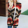 Ladies western ethnic style diamond check cardigan