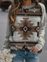 Women's Vintage Western Geometric Print Sweatshirt