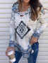 Ladies western ethnic style rhombus check print sweatshirt
